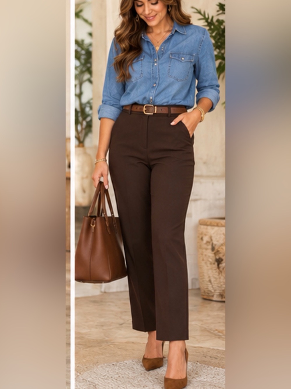 Covington Lynda Brown Stretch Career Pants Size 10
